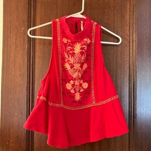 Free People swing, embroidered tank top, size small